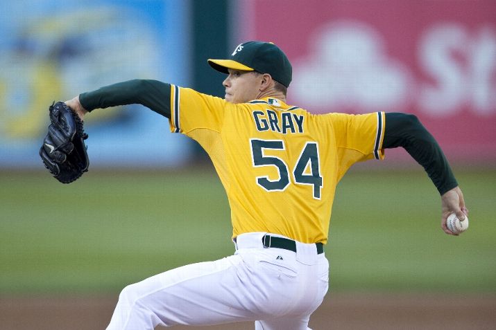 OAKLAND, CA - AUGUST 01: Sonny Gray #54 of the Oakland Athletics pitches against the Kansas City Royals during the first inning at O.co Coliseum on August 1, 2014 in Oakland, California. (Photo by Jason O. Watson/Getty Images)