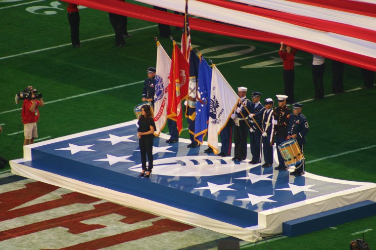 Pre Game - Idina Menzel (photo by Shawn McCullough - Sports Radio Service)