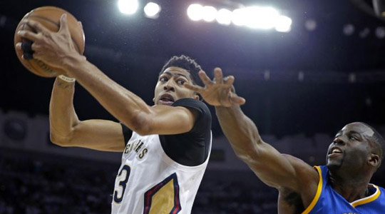 New Orlean Pelican's Anthony Davis in game four of NBA playoffs against the Golden State Warriors