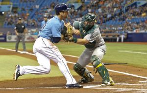 Vogt tags out Souza at home Photo: TampaBay.com